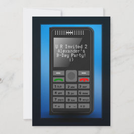 Blue mit Handy Teen Geburtstagsparty Einladung