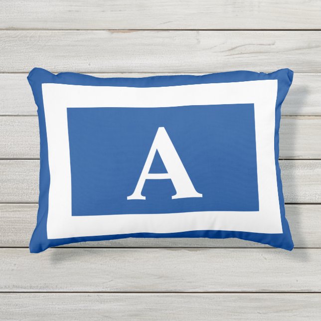 Blue Mit Monogramm Trendy Accent Kissen Für Draußen (Vorderseite)