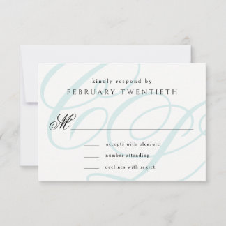 Blue Mit Monogramm Wedding RSVP Cards