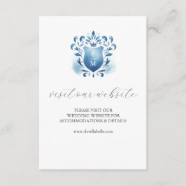 Blue Mit Monogramm Wedding Website Insert Card