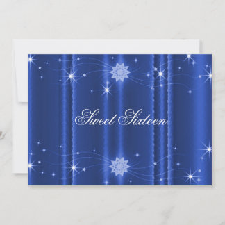 Blue mit Stars 16 . Geburtstag Einladung