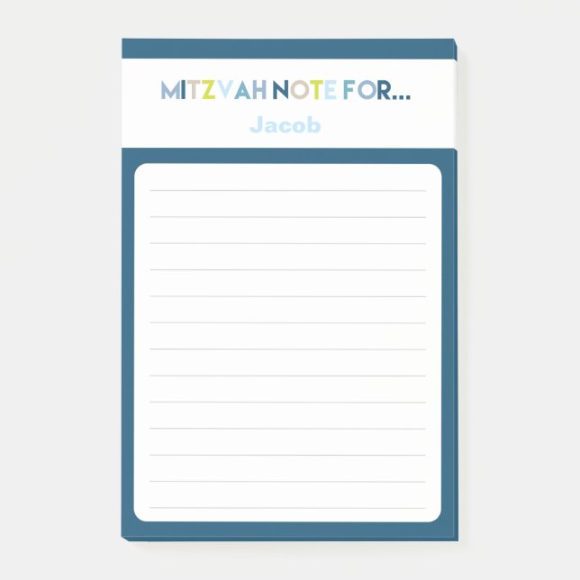 Blue Mitzvah Hinweis: 4x6 Sticky Pad Post-it Klebezettel (Vorderseite)