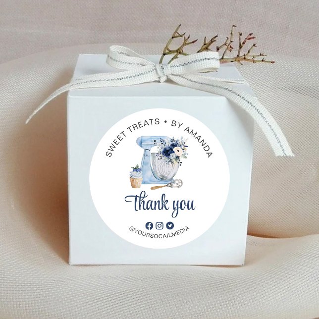 Blue Mixer Vielen Dank Runder Aufkleber (Von Creator hochgeladen)