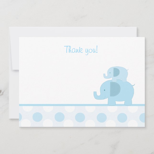 Blue Mod Elephant Flat Vielen Dank Mitteilungskarte (Vorderseite)