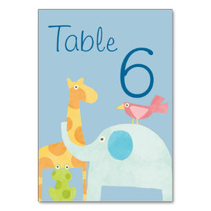 Blue Mod Jungle Animal Baby Duschkarte Tischnummer