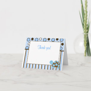 Blue Mod Turtle Trendy Blue dot Note Cards Dankeskarte