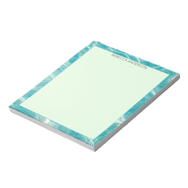 Blue Modern Aesthetic Personalized Name Stylish Notizblock (Rotiert)