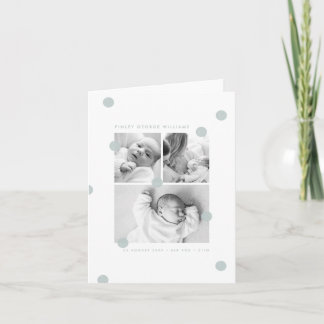 Blue Modern Baby Photo Collage Announcement Card Ankündigung