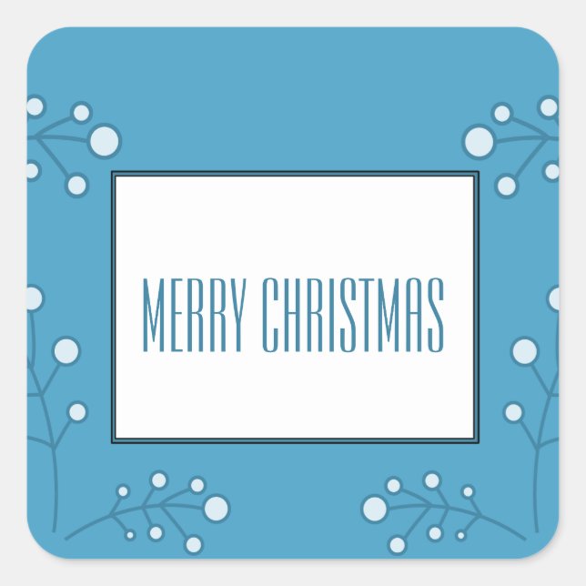Blue Modern Berry Holiday Stickers (Vorderseite)