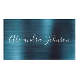 Blue Modern Beruflich Business Metallic Foil Namenschild