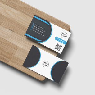 Blue Modern Berufliche Corporate Scannable Visitenkarte