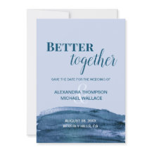 Blue Modern Better Together Water Color Wedding