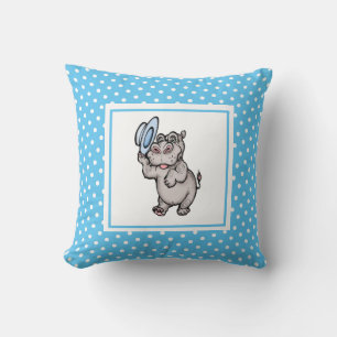 Blue Modern Birth Baby for Kids Hippopotamus Kissen