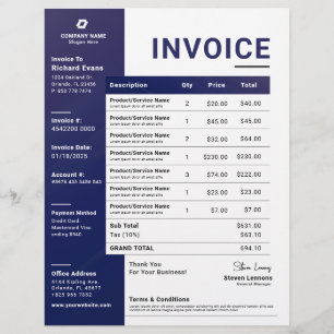 Blue Modern Business Invoice Sales Receiver Flyer