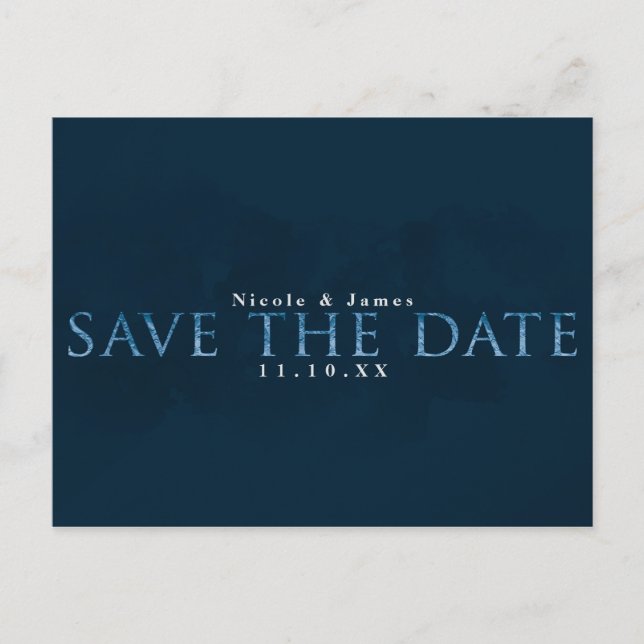 Blue Modern Chic SAVE THE DATE Hochzeitsfeier Verl Postkarte (Vorderseite)