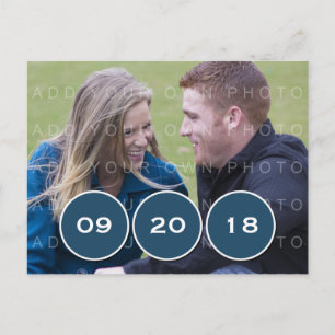 Blue Modern Circles Foto Save the Date Postkarte
