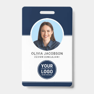 Blue Modern Company Employee Foto Security QR ID Ausweis