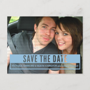 Blue Modern Cut Out Save the Date Postcard Ankündigungspostkarte