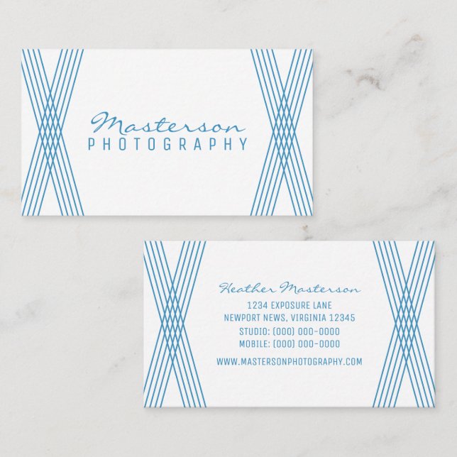 Blue Modern Deko Business Card Visitenkarte (Vorne/Hinten)