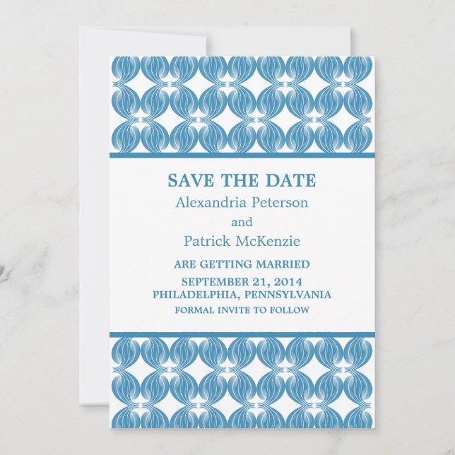 Blue Modern Deko Save the Date einladen Einladung (Vorderseite)