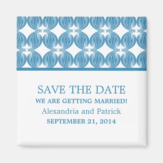 Blue Modern Deko Save the Date Magnet (Vorne)