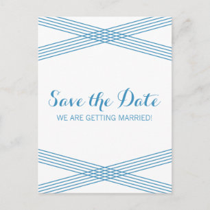 Blue Modern Deko Save the Date Postkarte