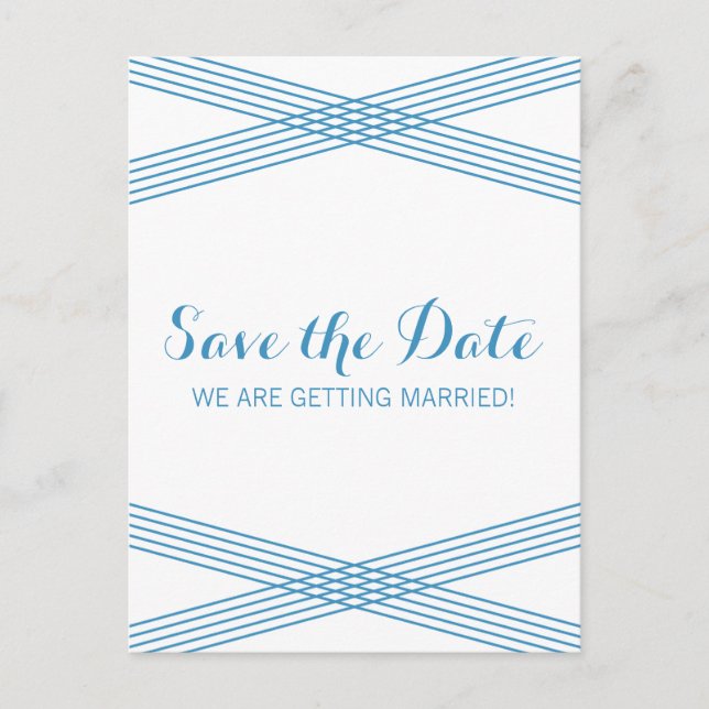 Blue Modern Deko Save the Date Postkarte (Vorderseite)