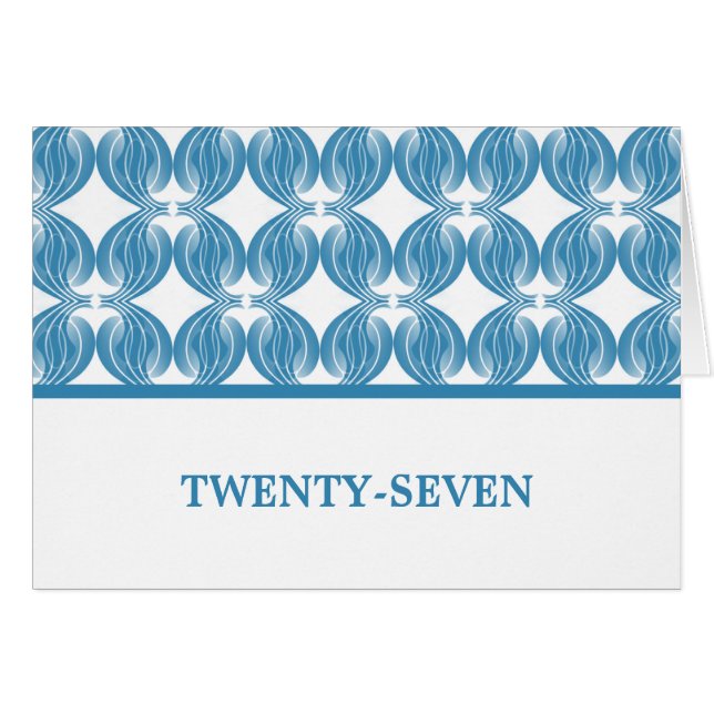 Blue Modern Deko Tischnummer Card (Vorderseite (Horizontal))