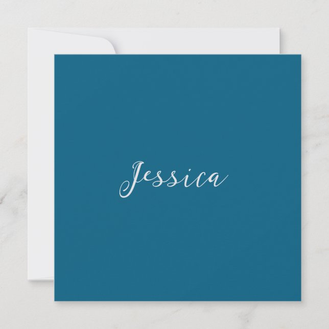Blue Modern Elegant Plain Simple Professional Name (Vorderseite)