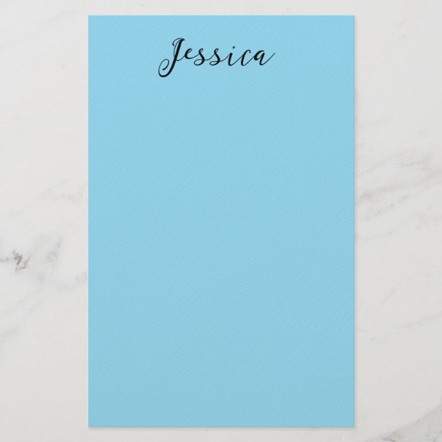 Blue Modern Elegant Plain Simple Professional Name Briefpapier (Vorderseite)