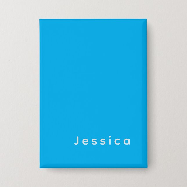 Blue Modern Elegant Plain Simple Professional Name Button (Vorderseite)