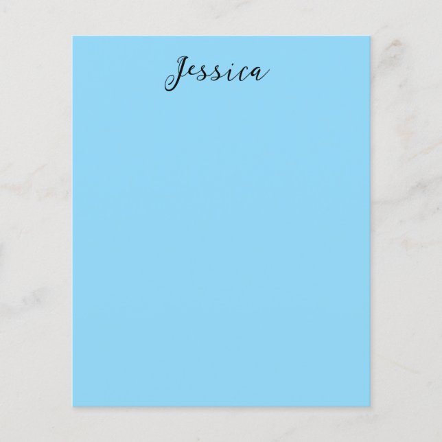 Blue Modern Elegant Plain Simple Professional Name Flyer (Vorne)