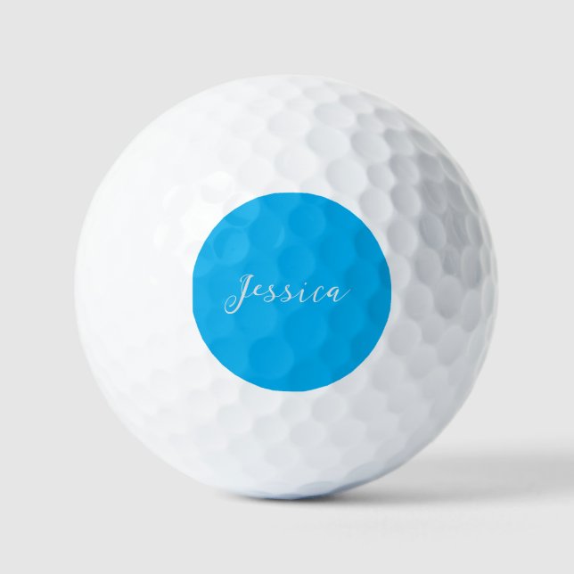 Blue Modern Elegant Plain Simple Professional Name Golfball (Vorderseite)