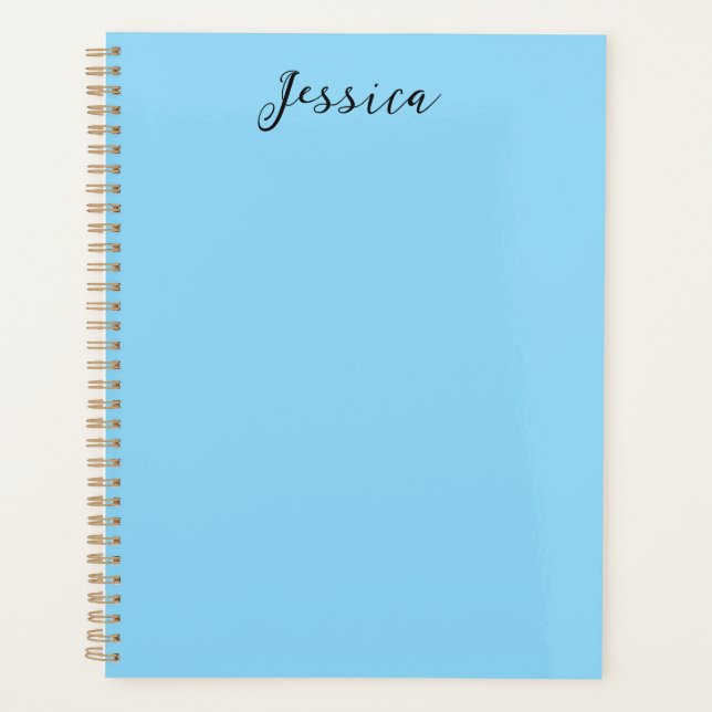 Blue Modern Elegant Plain Simple Professional Name Planer (Vorderseite)