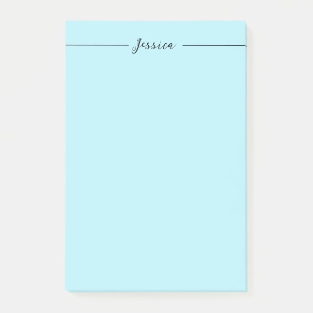 Blue Modern Elegant Plain Simple Professional Name Post-it Klebezettel (Vorderseite)