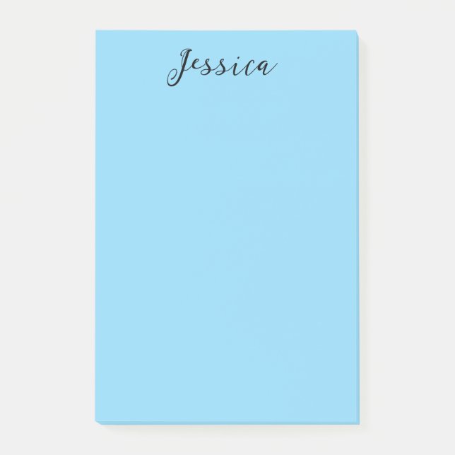 Blue Modern Elegant Plain Simple Professional Name Post-it Klebezettel (Vorderseite)
