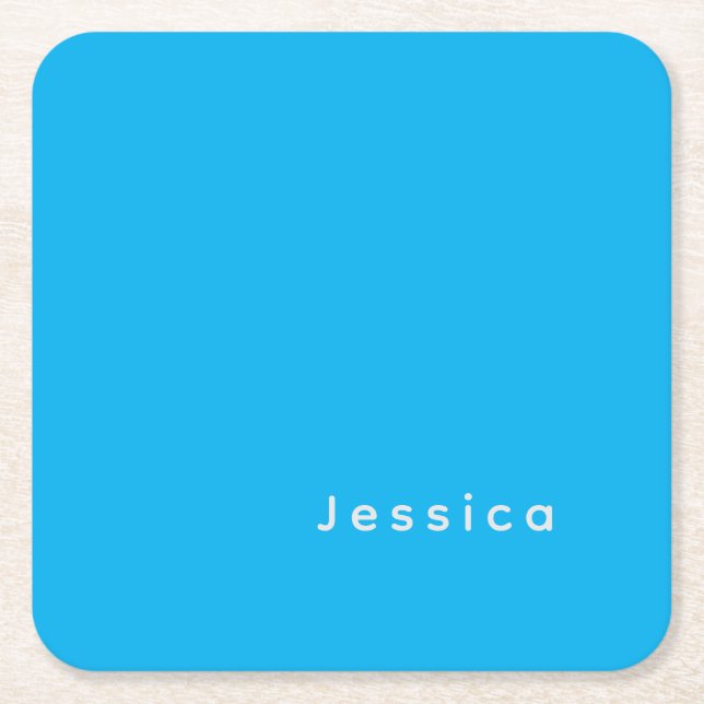 Blue Modern Elegant Plain Simple Professional Name Rechteckiger Pappuntersetzer (Vorderseite)