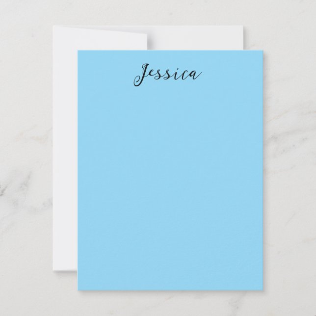 Blue Modern Elegant Plain Simple Professional Name RSVP Karte (Vorderseite)