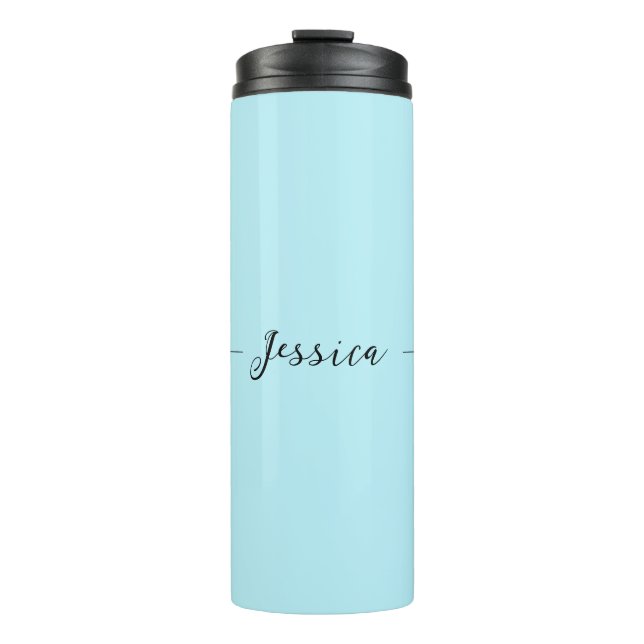 Blue Modern Elegant Plain Simple Professional Name Thermosbecher (Vorderseite)