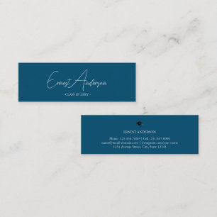 Blue Modern Eleganter Abschluss Name Card Mini Visitenkarte
