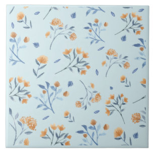 Blue Modern Farmhouse Wildblume Keramik Tile Fliese