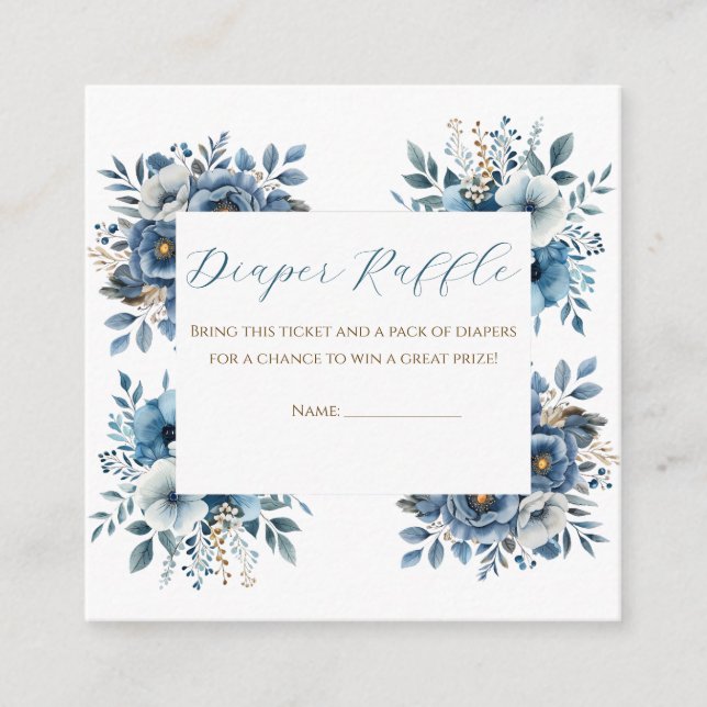 Blue Modern Floral Watercolor Babydusche Begleitkarte (Vorderseite)