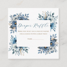 Blue Modern Floral Watercolor Babydusche Begleitkarte