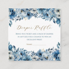 Blue Modern Floral Watercolor Babydusche Begleitkarte