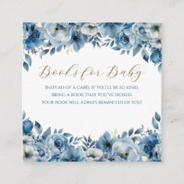 Blue Modern Floral Watercolor Babydusche Begleitkarte
