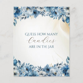 Blue Modern Floral Watercolor Babydusche Flyer