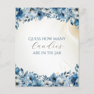 Blue Modern Floral Watercolor Babydusche Flyer