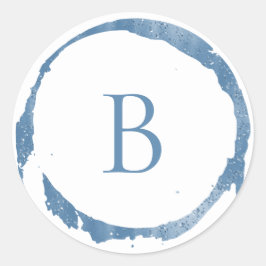 Blue Modern Foil Glitzer Sparkle Monogram Runder Aufkleber