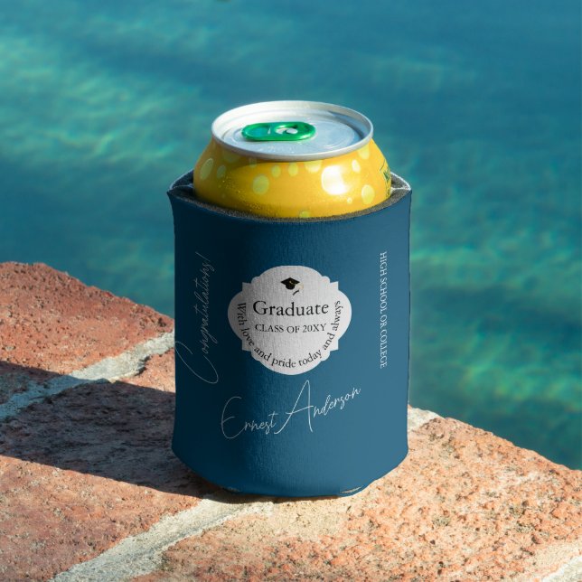 Blue Modern Graduate Herzlichen Glückwunsch Abschl Dosenkühler (In Situ Pool)