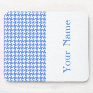 Blue Modern Hahnentrittmuster mit Namen Mousepad